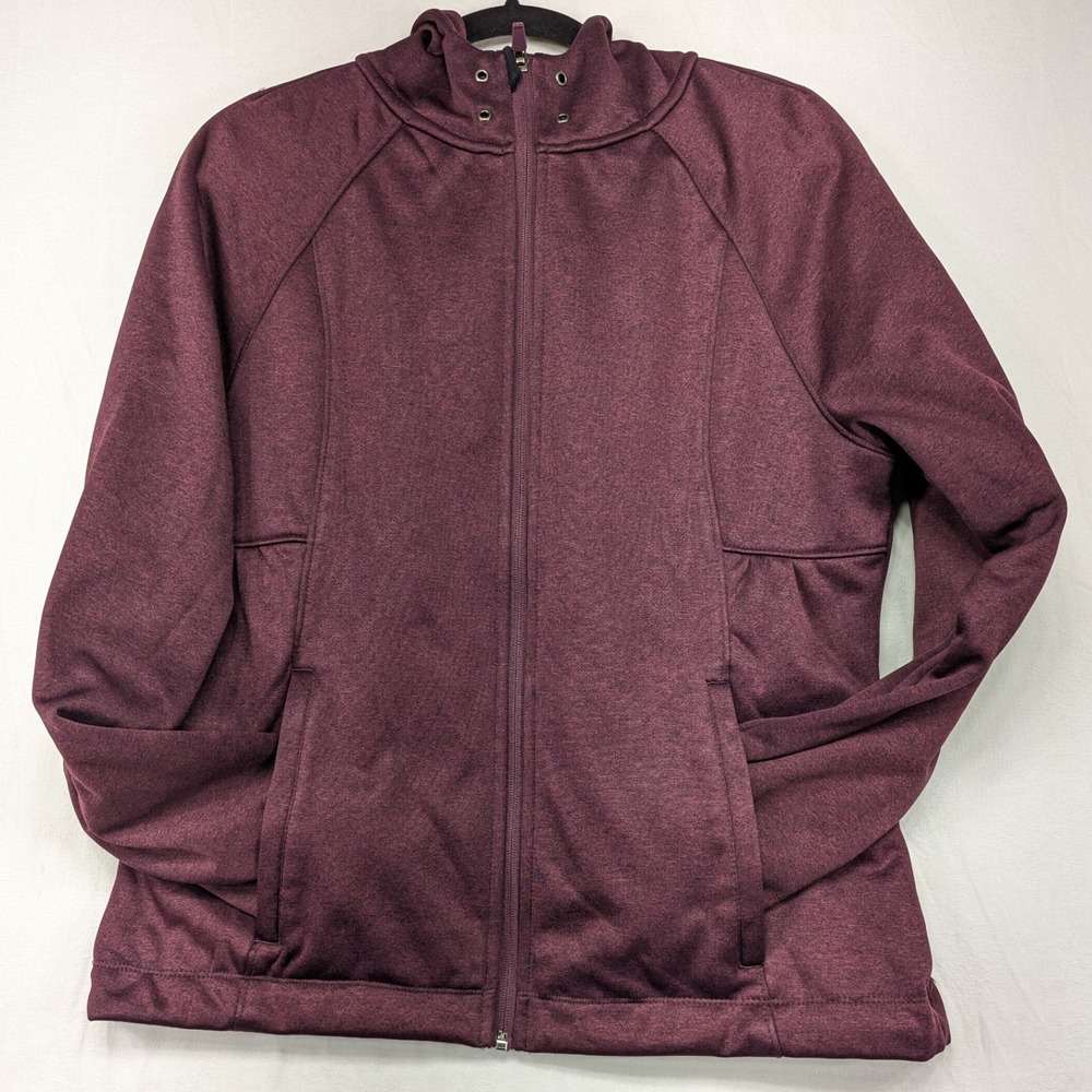 Glaciers Edge Womens M Burgundy Heathered Fleece‎ Lined Hooded Jacket Coat